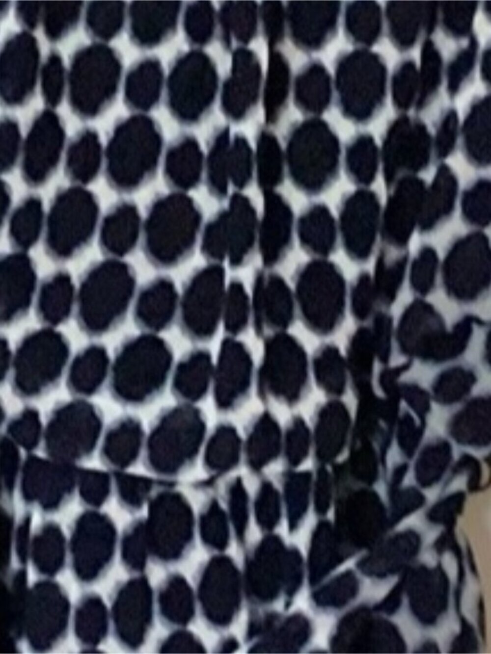 Women's Small ACCLAIMED Polka Dot Dark Blue & White Tie-Waist Long Sleeve Dress